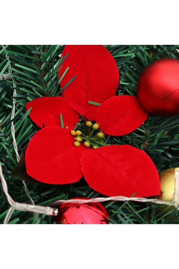 Living and Home 1.8m Artificial Christmas Swag with LED Light Bows Flowers Balls Decorative Swag Wreath for Front Door Fireplace