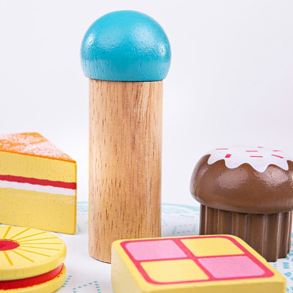 Bigjigs Toys Wooden Cake Stand With 9 Cakes