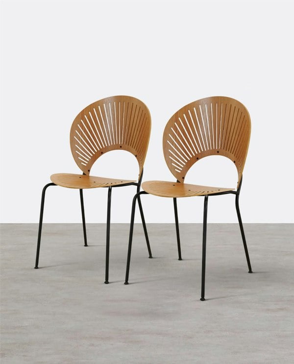 A Set of 2 Conker Dining Chair, Solid Wood-Weilai Concept