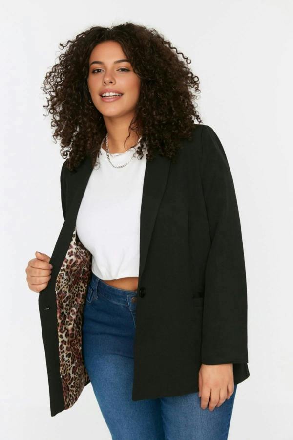 WOVCOR Plaid Lined Woven Plus Size Jacket