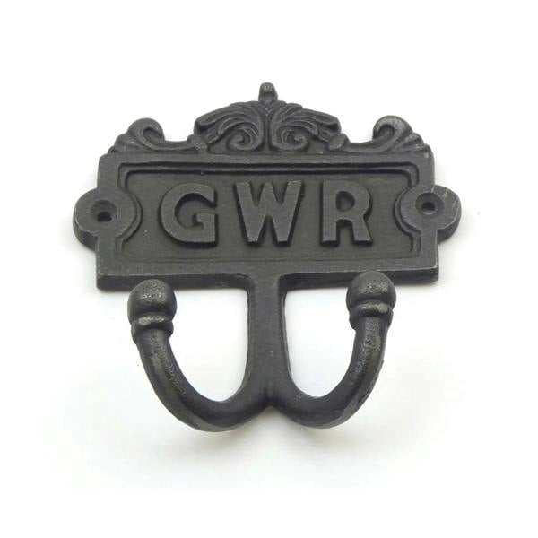 Antique Cast Iron Vintage Style GWR Twin Coat Hook - 110mm x 120mm