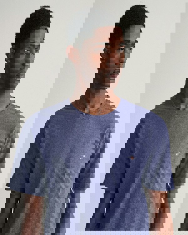 GANT Mens Regular Fit Short Sleeve Shield Logo T-Shirt - 902 Dark Jeansblue Melange