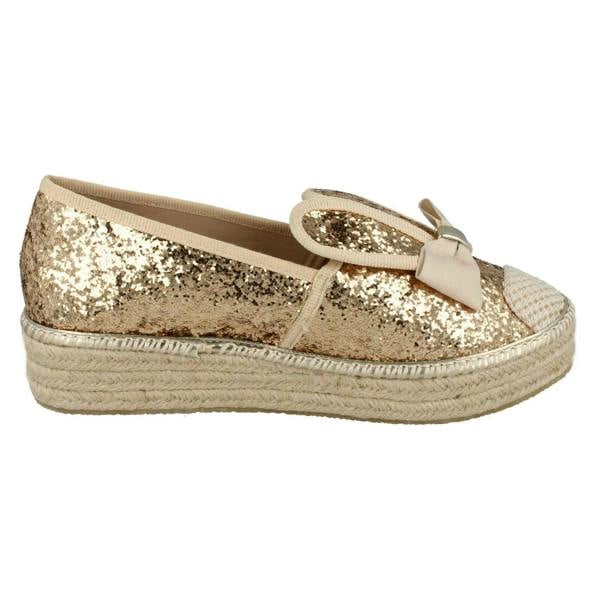 Spot On Ladies Spot On Glitter Bunny Ears Espadrilles