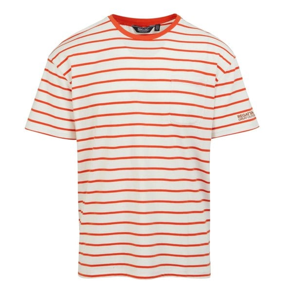 Regatta Mens Shorebay II Stripe T-Shirt - White/Rusty Orange