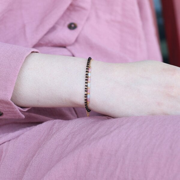 The Colourful Aura Two layer Black Beaded Plain Unisex Mangalsutra Bracelet