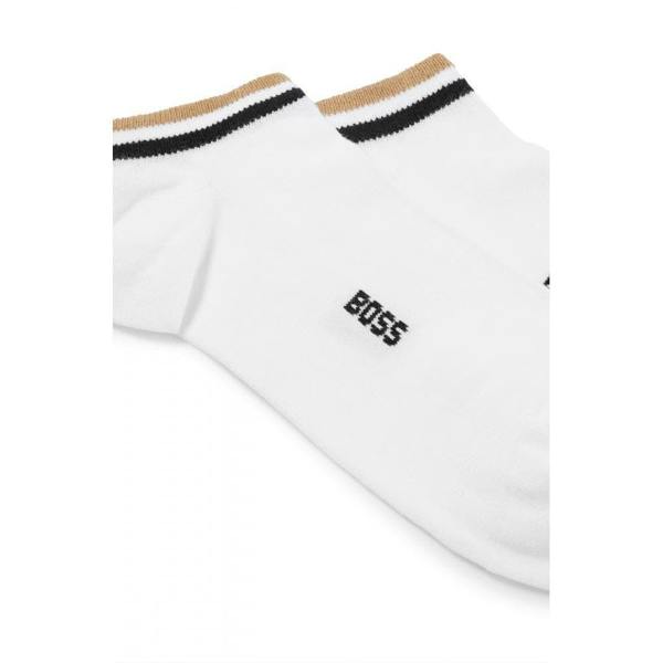 BOSS Orange 2 Pack Uni Stripe Mens Trainer Socks NOS - White 100 - CHO - Designer Mens Socks
