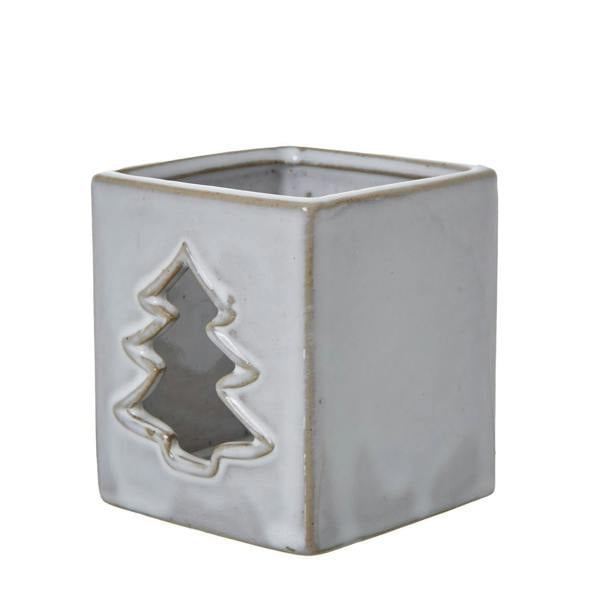 Hill Interiors Ceramic Tree Cut-Out Tealight Holder - White - 