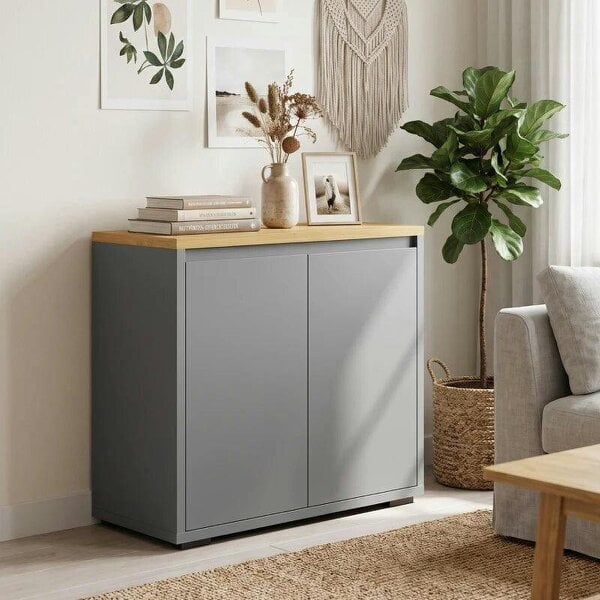 Kitchen Sideboard, Storage Cabinet with Double Doors and Adjustable Shelf for Living Room, Entryway, Grey