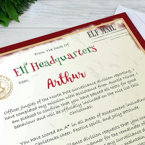 Personalised Elf Surveillance Christmas Letter - alternative angle