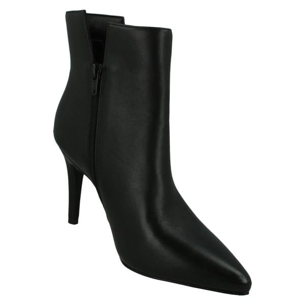 Spot On Ladies Spot On High Heel Leather Ankle Boots with Inside Zip F51212