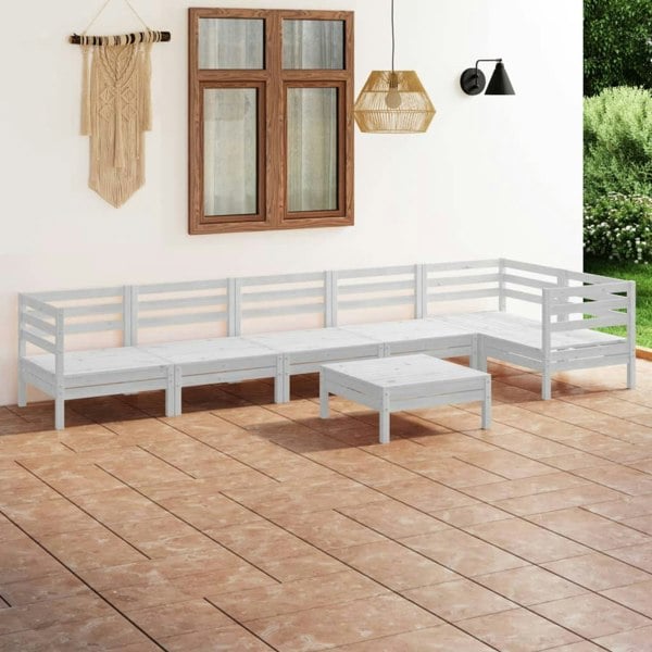 Berkfield 7 Piece Garden Lounge Set Solid Pinewood White