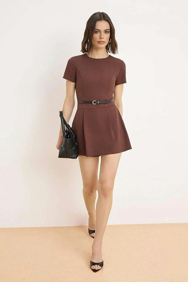 WOVCOR Belted Mini Playsuit