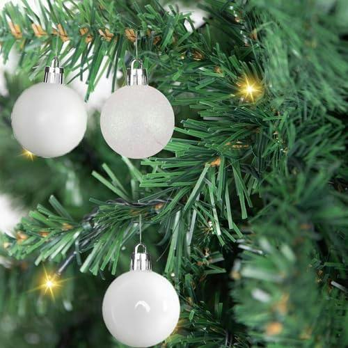 Shatchi 5cm White PVC Christmas Baubles, Pack Size Options for Festive Tree and Seasonal Displays