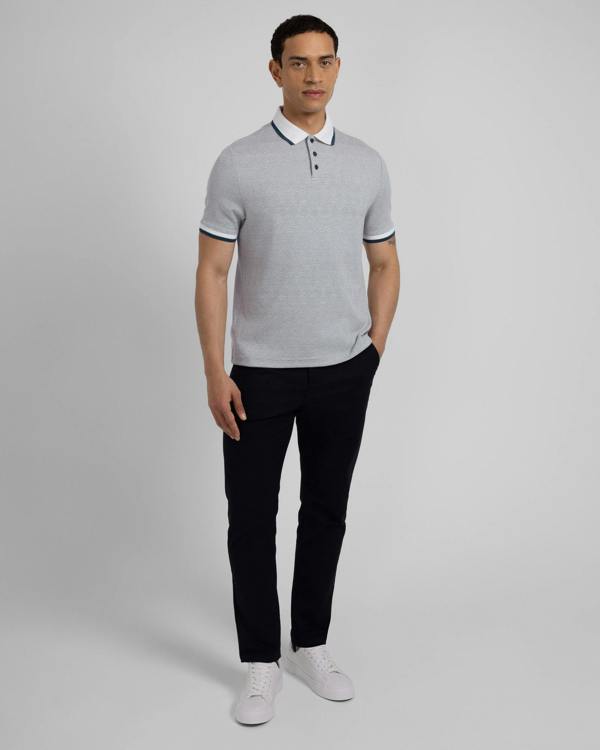 Steel & Jelly Bevan - Two-Tone Abstract Stripe Polo Shirt