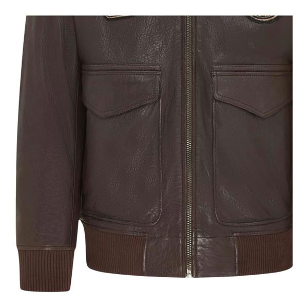 Infinity Leather Men's Leather Bomber Sheepskin Collar G-1 Aviator Jacket - Linear