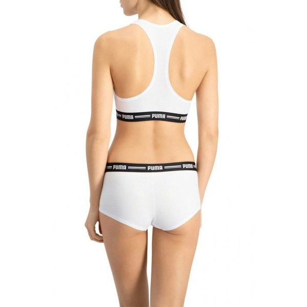 Puma Striped Logo Racerback Bra Top, White