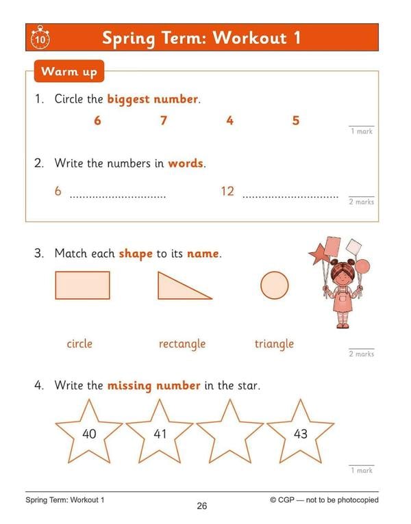 CGP KS1 Year 1 10-Minute Weekly Workout Bundle – Ages 5-6 (Maths, English, Phonics, Handwriting)