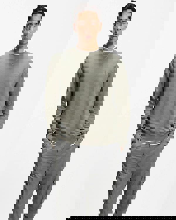 BOSS Orange Westart Mens Crew Neck Sweatshirt With Logo Patch - Open Grey 076 - CHO - Designer Mens Sweatshirts