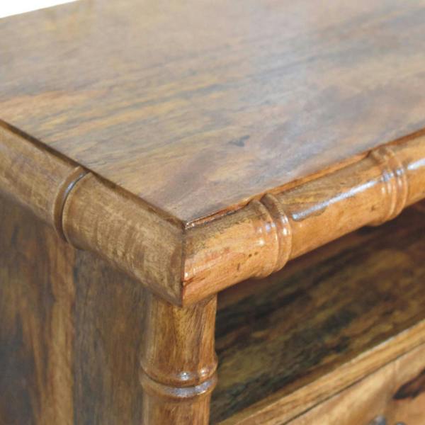 Artisan Furniture Solid Wood Bamboo Open Bedside in Amber Oak Finish, 1 Drawer & 1 Shelf, Brown