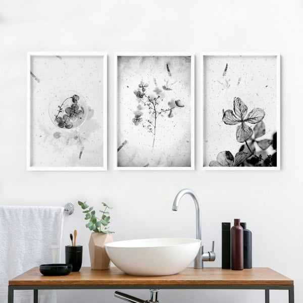 Modern bathroom wall decor ideas | Set of 3 wall art prints