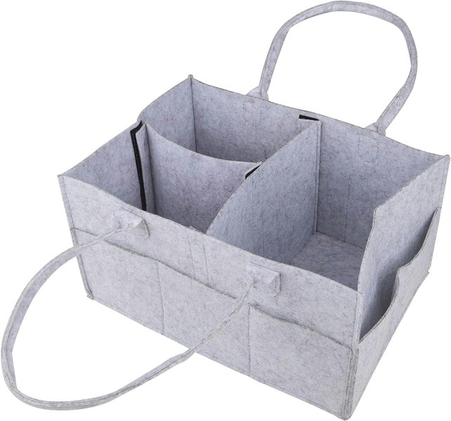 Generise Baby Multi-Compartment Nappy Caddy Storage Organizer - Grey