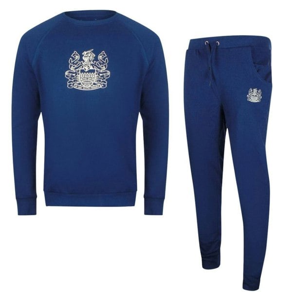 Aquascutum Mens Crest Crew Neck Tracksuit Set - Navy Blue