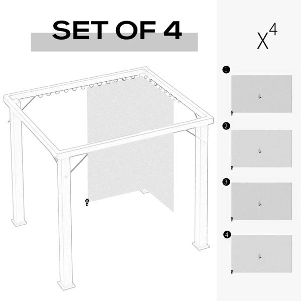 Set of four light grey gazebo sidewall panels with top hanging points