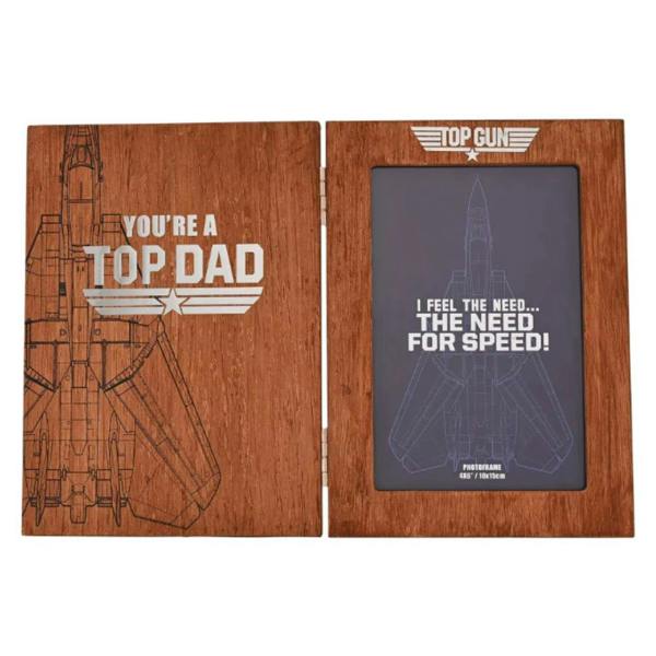 Widdop & Co Top Gun Top Dad Folding Photo Frame Brown