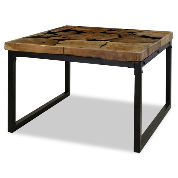 Berkfield Coffee Table Teak Resin 60x60x40 cm Black and Brown