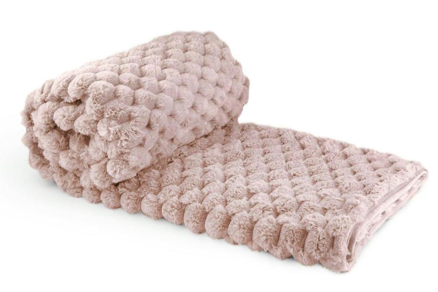 Lush Faux Rabbit Fur Blush Throw 127x152cm