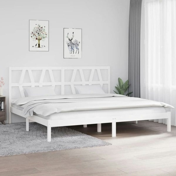 Berkfield Bed Frame White Solid Wood Pine 200x200 cm