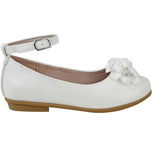 Where's That From Lacen Kids Flatform Flower Embellished Shoes With Ankle Strap in White