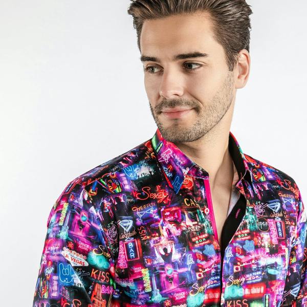 VEGAS AT NIGHT PRINT SHIRT - Premium Men's Patterned Shirt by Claudio Lugli | Bold Design, Tailored Fit, Best Printed Shirts