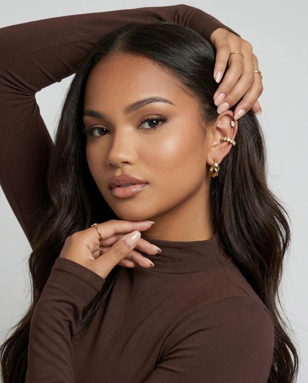 Elk & Bloom Dainty 14k Gold Solitaire Tennis Hoop Ear Cuff