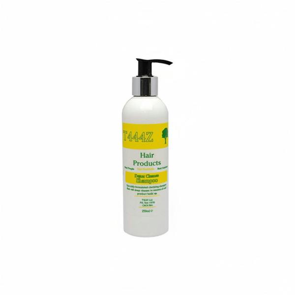 White bottle of T444Z Hair Products with a pump on a white background