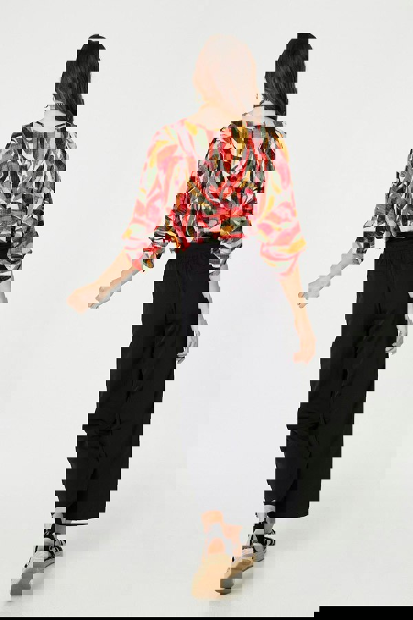 Orange | Printed Oversized Top with Necklace