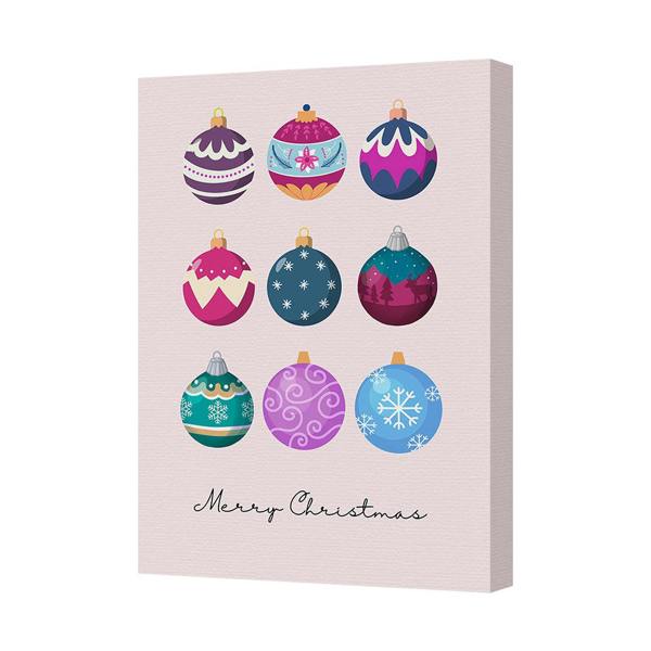 Benjamin Tate Design Christmas Ornaments Canvas Art Print On Deep Wooden Frame
