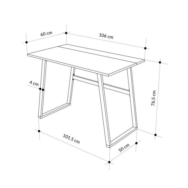 Decortie Modern Compact Rectangular Work Desk, Easy Assembly, suitable for Small Spaces, Robust Black Metal Legs, White,Mocha Grey