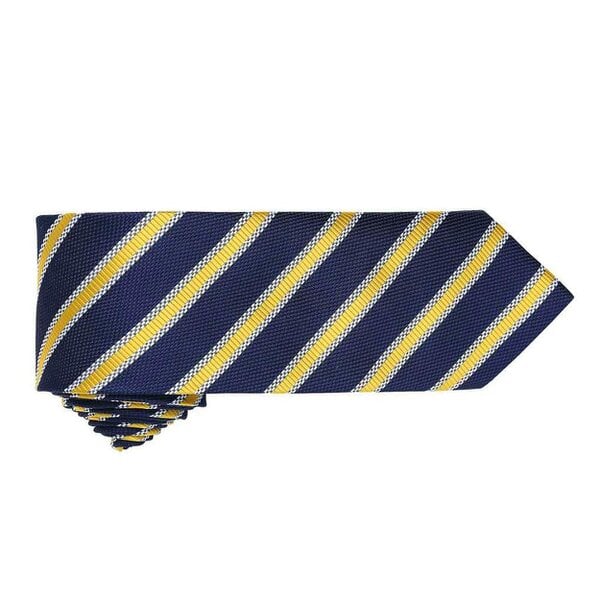 Premier Mens Stripe Waffle Tie - Navy/Gold