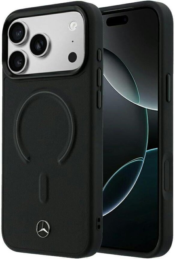 Mercedes Leather 3D MagSafe Case for iPhone 17/18 Pro 6.3" Black - MEHMP18L25PEMMOK