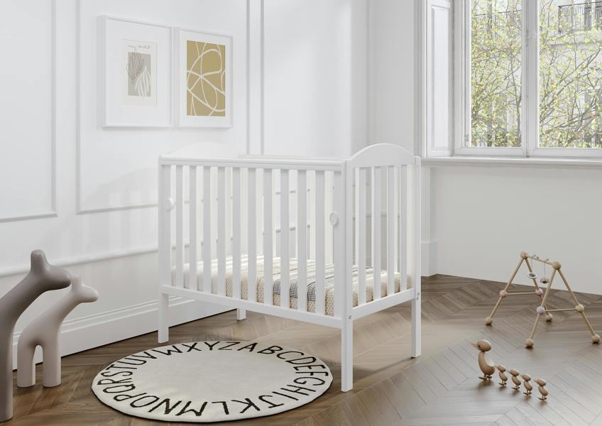Viculii Waffi Space Saver Cot White with Mattress