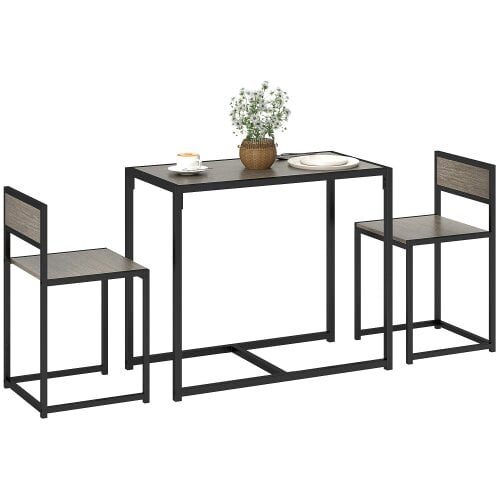 Wyld Haus Zikeba Wooden Grey Wood Effect Compact Dining Table And Chair Set