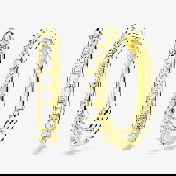 Swarovski Dextera Gold Tone Plated White Crystal Octagon Hoop Earrings 5724584