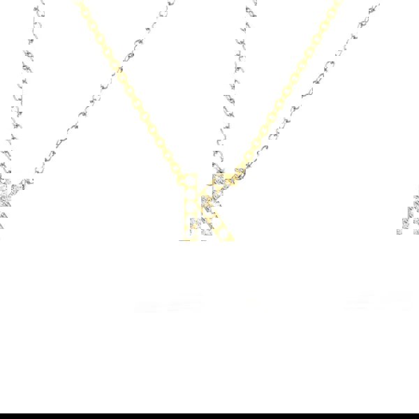 Say It With Dainty CZ Block Initial Necklace - Yellow Gold Plated