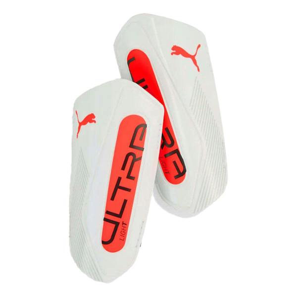 Puma Childrens/Kids Ultra Light Strappy Football Shin Guards - White/Orange - 