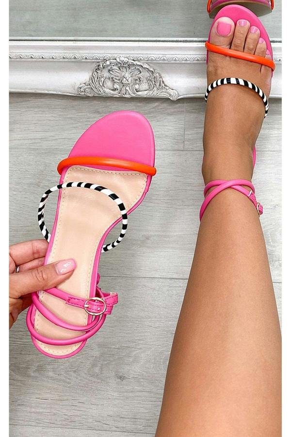 Shelby Strappy Block Heeled Sandals - Fuschia