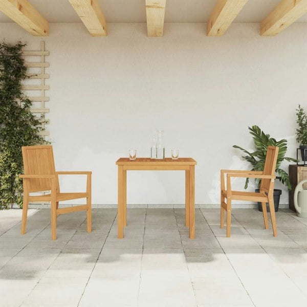 Berkfield 3 Piece Garden Dining Set Solid Wood Teak