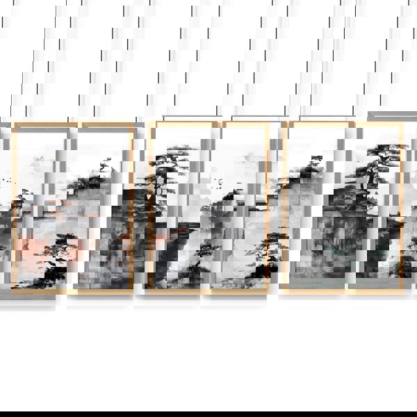 Living Room Wall Decoration | Set of 3 Asian Inspired Wall art Prints