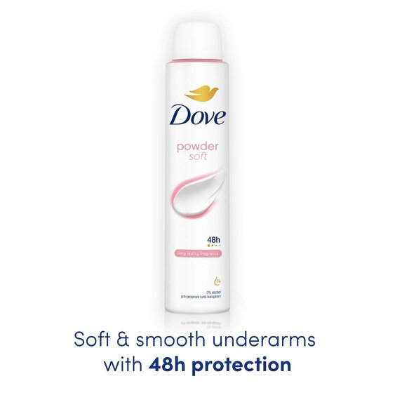 Dove Powder Anti-Perspirant with 48H Sweat Protection Deo for Women 200ml, 24pk