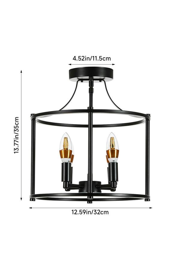 Living and Home Black Cage Metal Ceiling Light